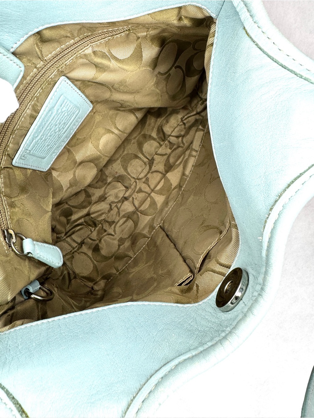 Vintage Coach Soho Slim Shoulder Bag 4983 Light Blue Leather Y2K Hobo Purse - Picture 6 of 12